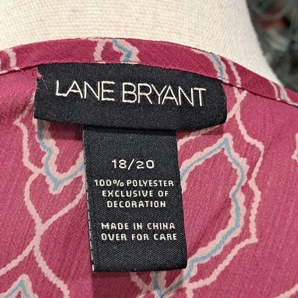 Lane Bryant Size 18/20 Sheer Tunic Top Dark Pink/Blue Sequin Embellishment - Picture 8 of 10